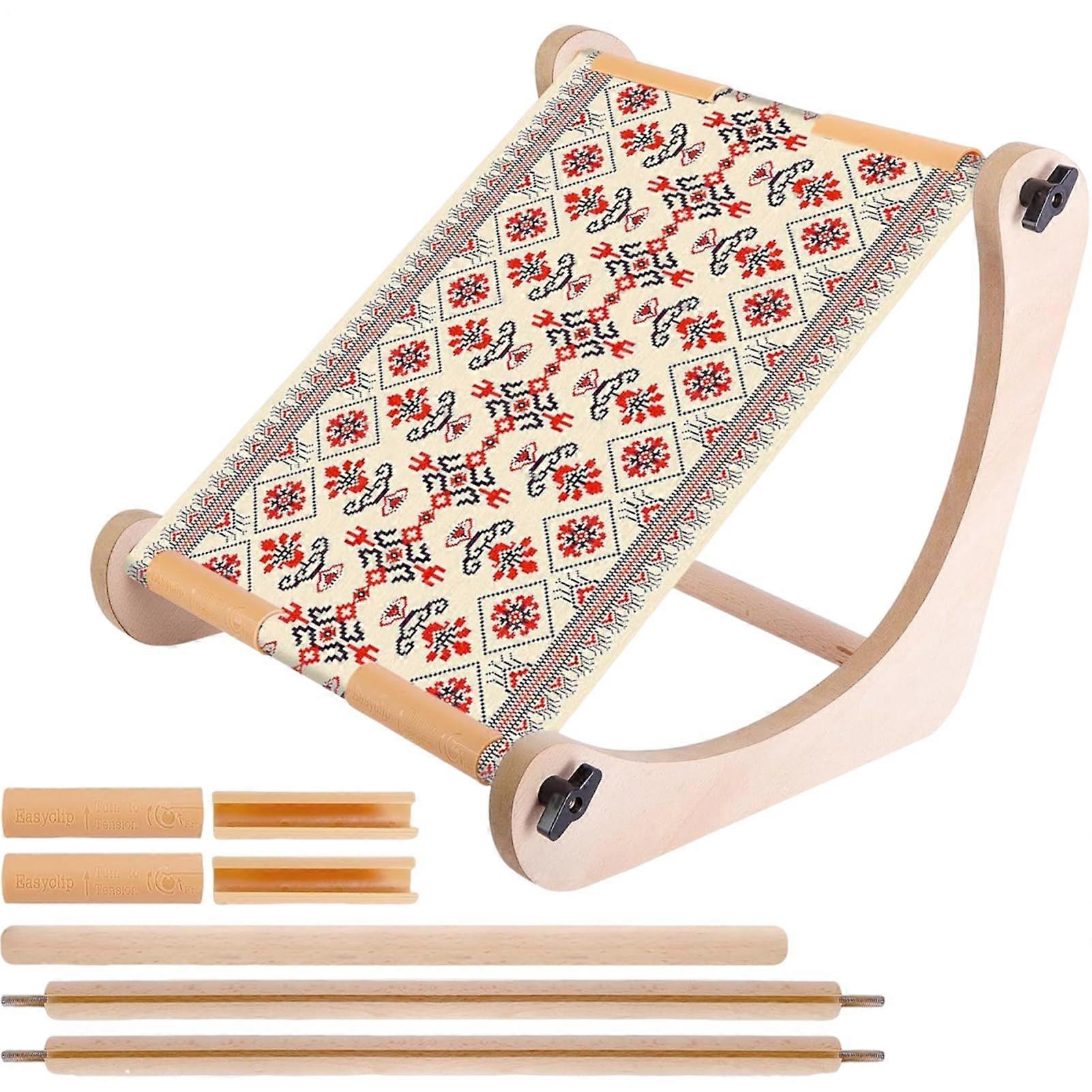 Adjustable Embroidery Table Stand Wood Embroidery Hoop Holder Cross Stitch Scroll Frame Needlepoint 21/30/40cm Portable