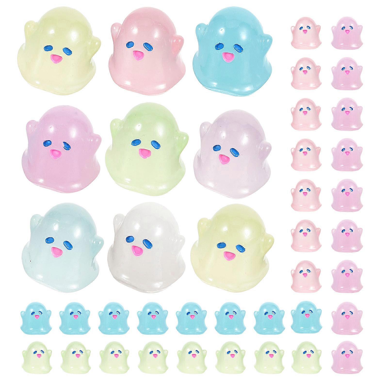 100Pcs Small Ghost Figurines for DIY Projects Glow in The Dark Charms