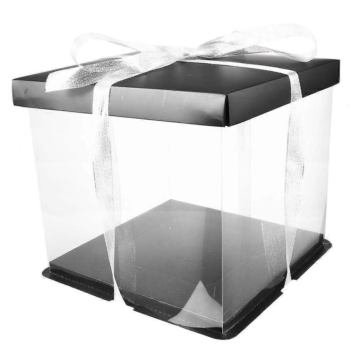 Transparent Decorative Box Birthday Cake Packaging PET Material Simple Design 5Set