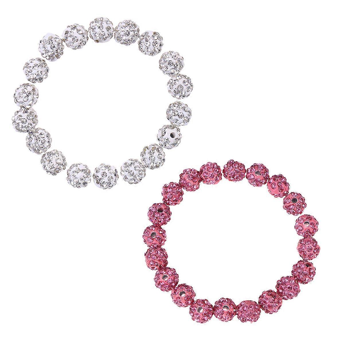 40 ks bílých kulatých korálků s kamínky o průměru 8 mm pro řemeslné projekty, výrobu šperků a dekorace