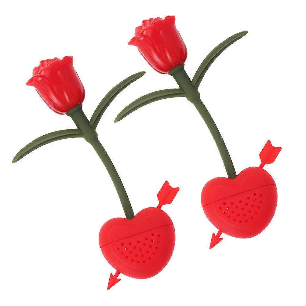 Silicone Tea Strainers 4 Pcs Rose Shape Tea Infusers For Teapot And Tea Cup Perfect For Home Use And Restaurant Red