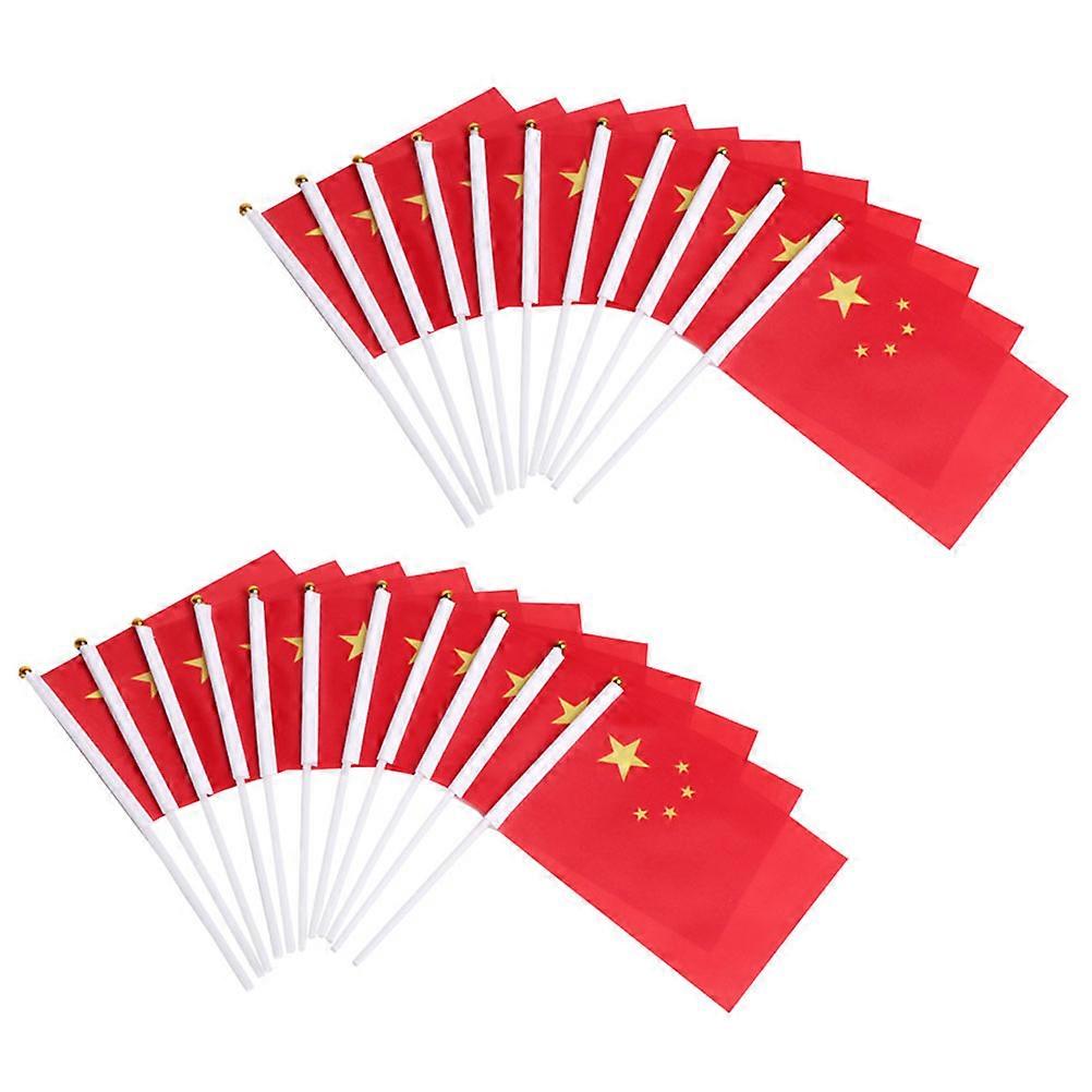100 Pcs Red Handheld China Flag Polyester Flags For Commercial Use Bars Outdoor Display Celebration