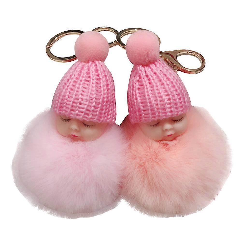 Creative Key Decoration Plush Ball Keyring For Children Daily Use In Pink 11x11cm Funny Design 10Pcs