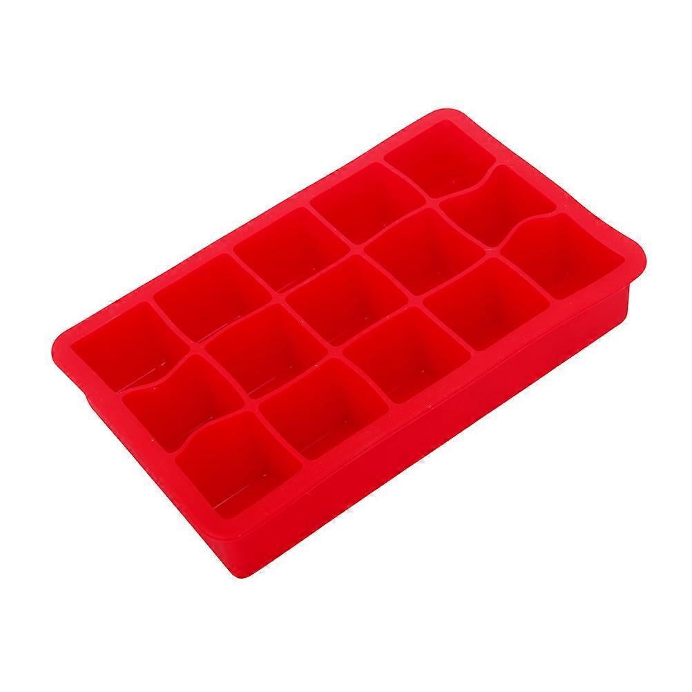 Red Silicone DIY Ice Cube Molds for Ice Making Use 15-Cavities Tray 2Pcs