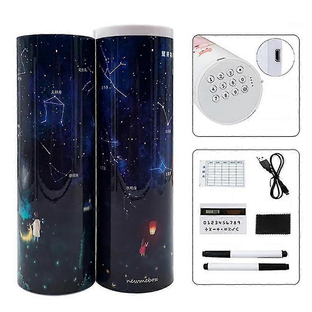 Smart Electronic Password Lock Pen Case Multifunctional Pencil Case With Calculator Mirror