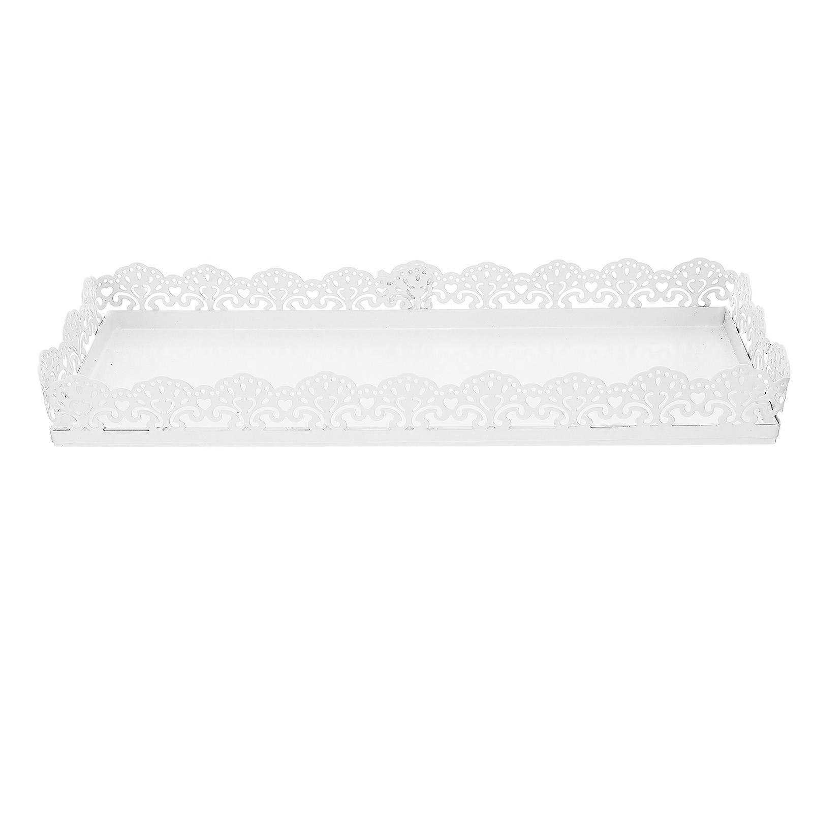 Iron Dessert Display Tray Versatile Style White for Storage Cake Plate for Indoor
