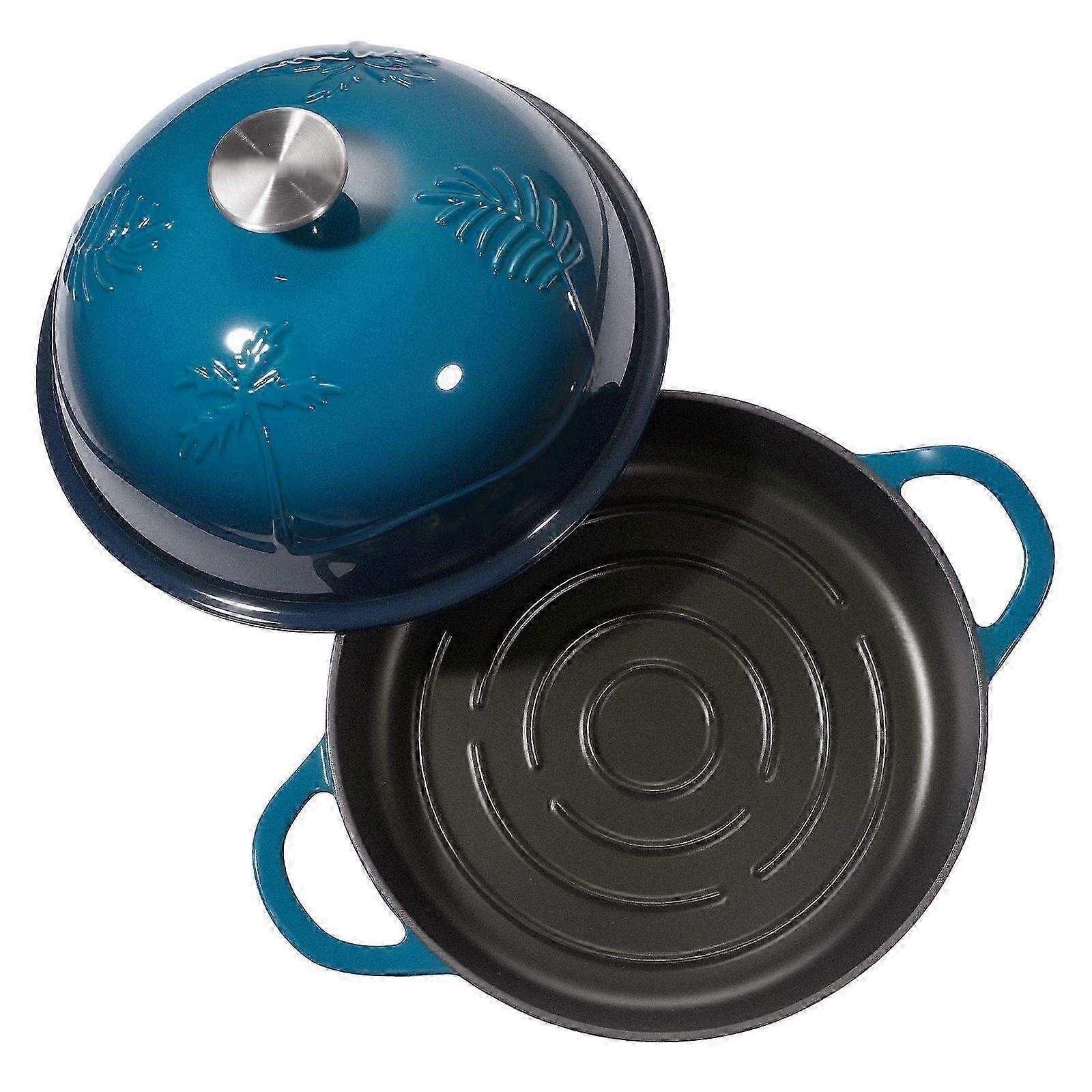 Enameled Cast Iron Dutch Oven, 4.7L Pot for Sourdough Bread Baking, Heavy-Duty Cookware Pan with Lid and Dual Handles, Green