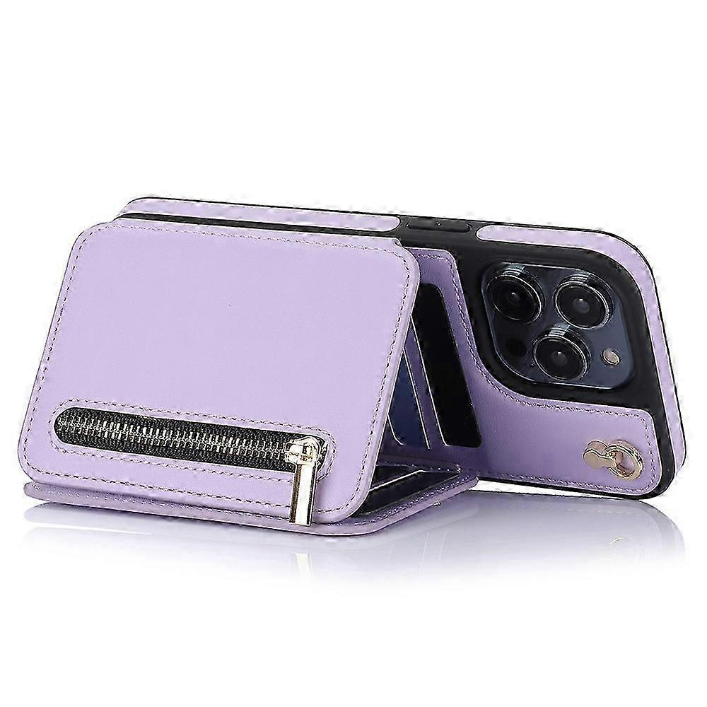 25-26 Compatible For iPhone 14 Pro Case Crossbody RFID Leather+TPU Kickstand Protective Back Shell