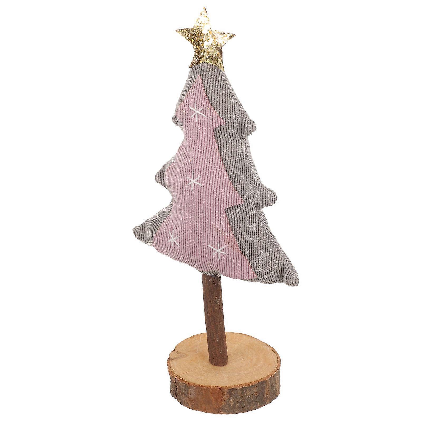 Rustic Christmas Tree Cloth and Wood Table Small Christmas Tree for Decor 5Pcs