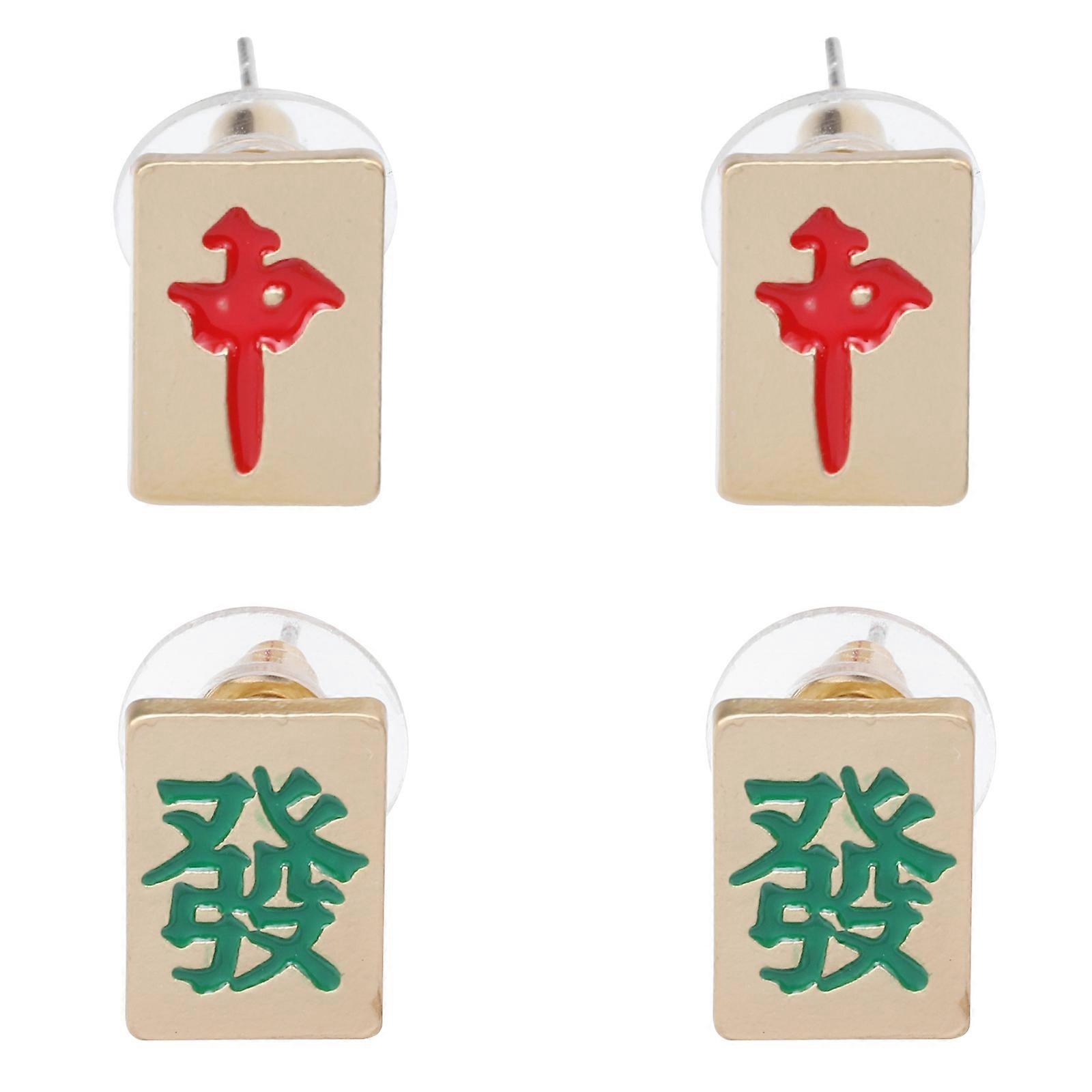 Retro Ear Studs Alloy 2Pairs Assorted Color Ear Accessory Girl Earring for Home