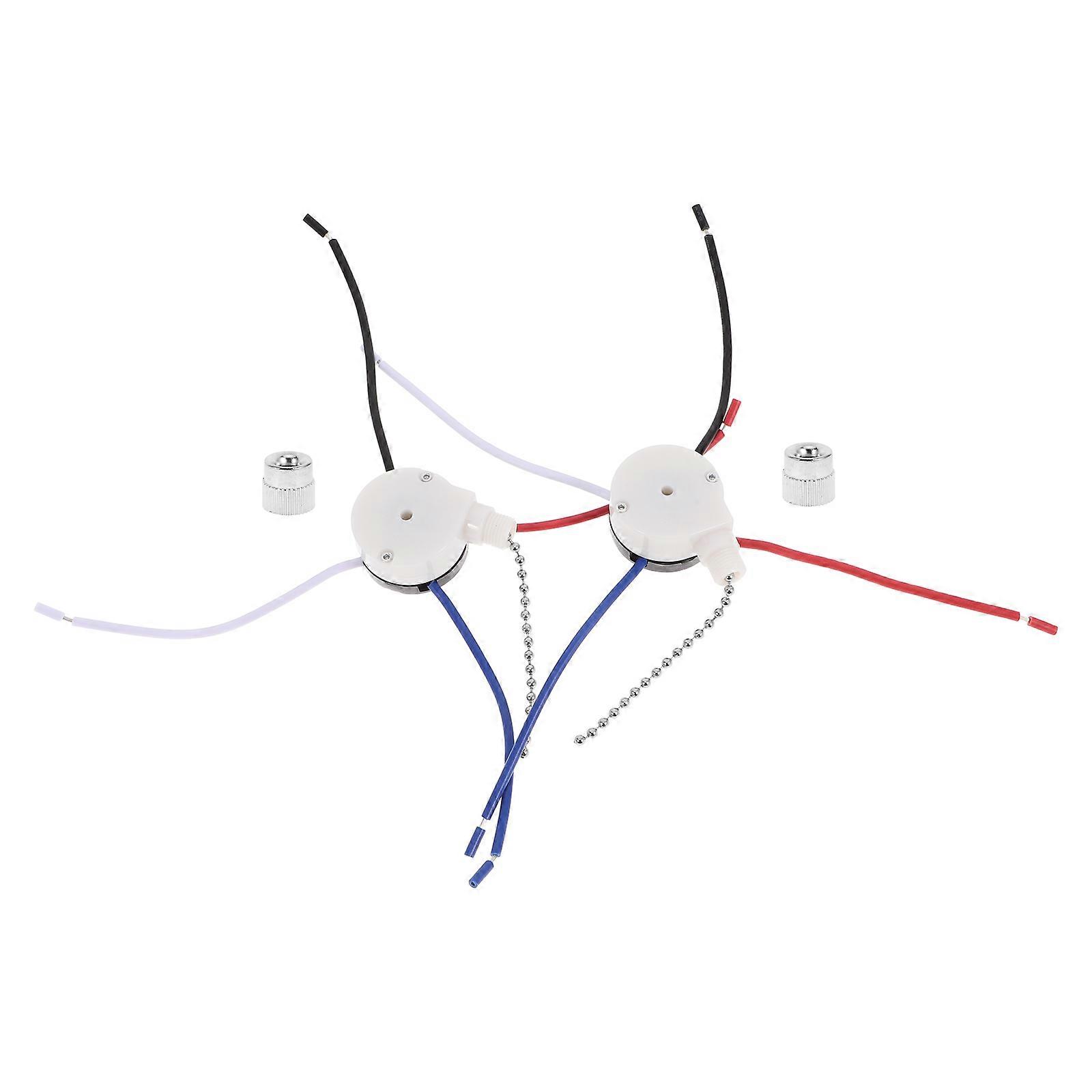 Ceiling Fan Pull Chain Switch Kit 3-Speed Control Indoor Use Multi Color Plastic Metal 4 Pcs Replacement Accessory