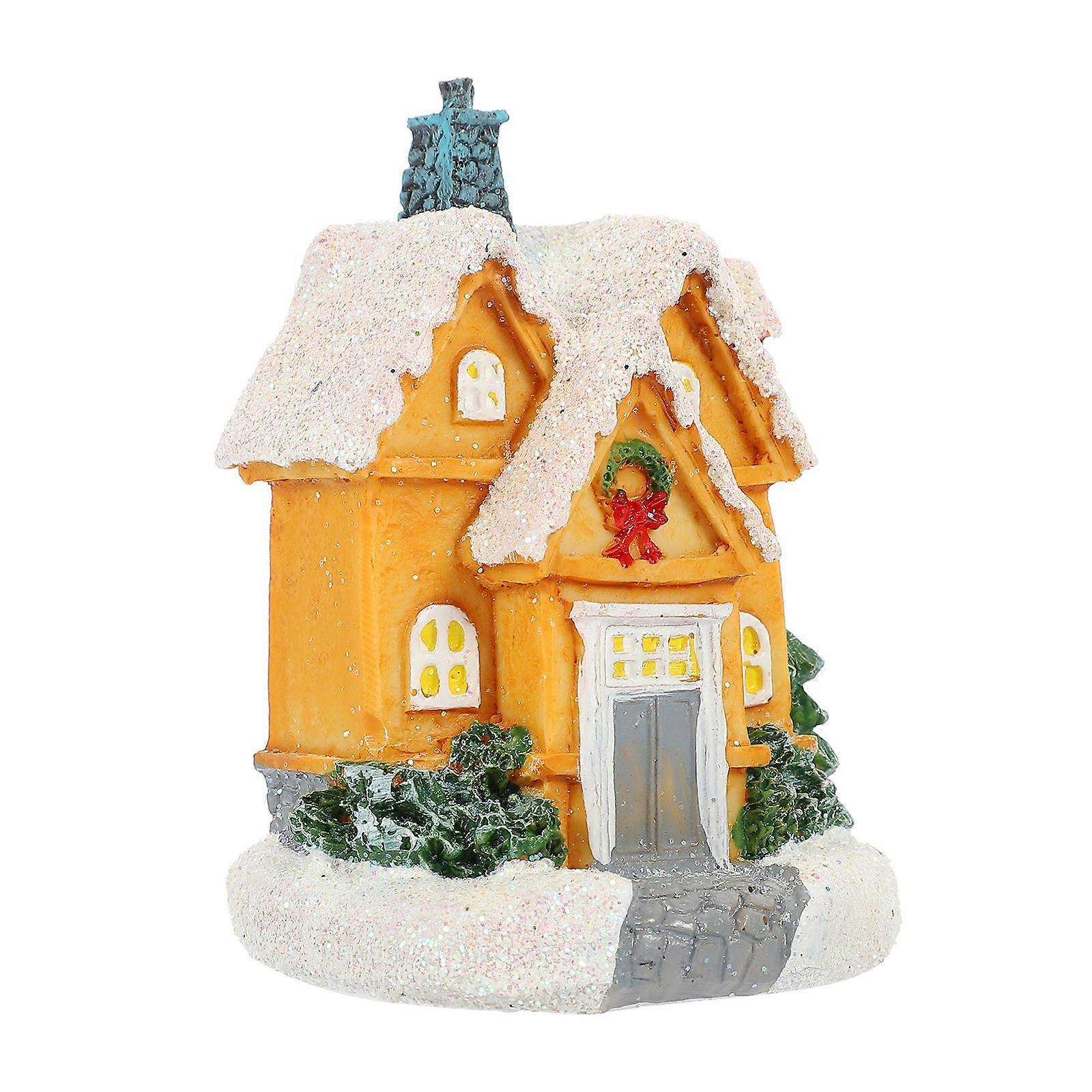 Decorative Mini Luminous House Ornament 3Pcs For Xmas Party Retro Style Warm Ambience Creation