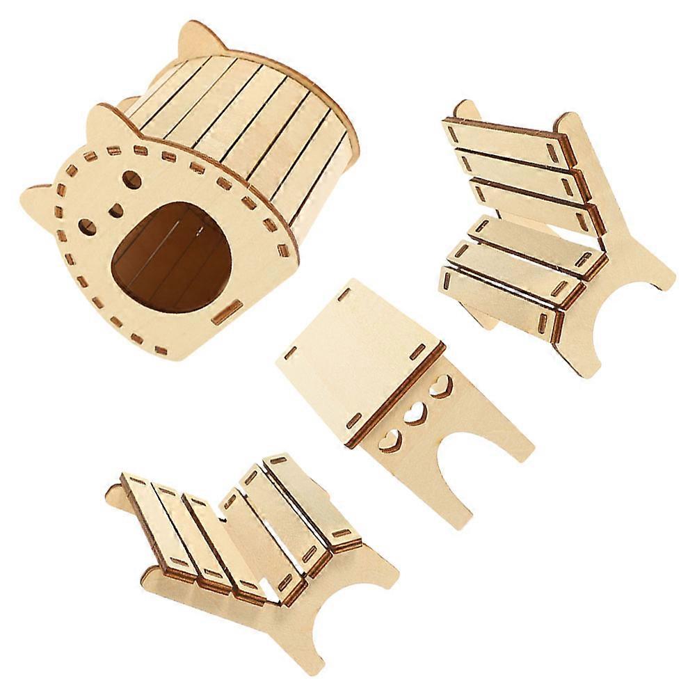 Hamster Hideouts Diy Assembly Pet Habitat Exploration Toy House Shape Beige 1 Set