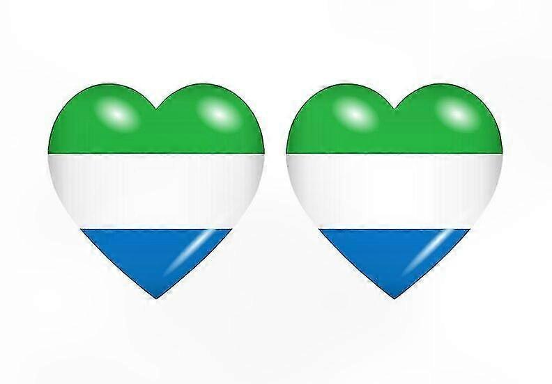 2x Heart Flag Sticker Decal for Sierra Leone