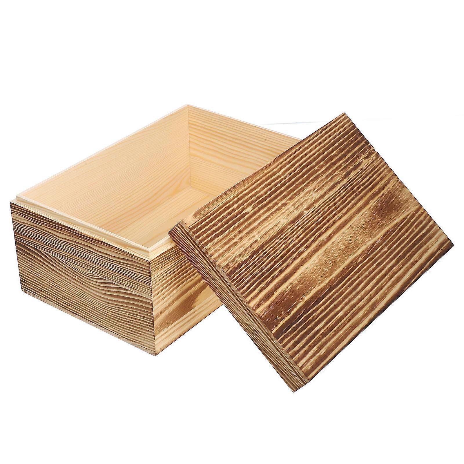Rectangular Wooden Storage Box For Keepsakes Organization And Desktop Use 24.00X16.00X12.00CM Coffee Color Multi-function Gift Packaging 2Pcs