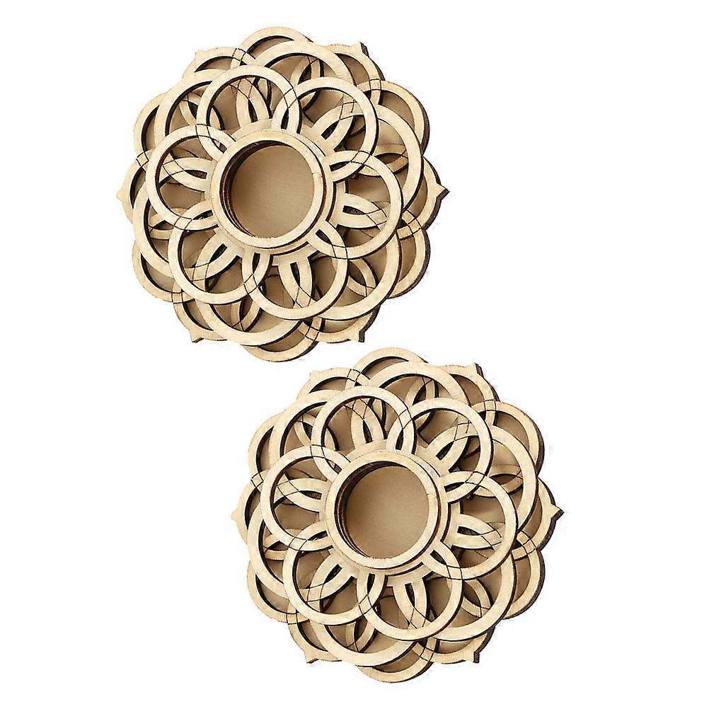 Crystal Ball Wooden Display Stand for Decoration 2Pcs Sphere Holder Lotus Shape