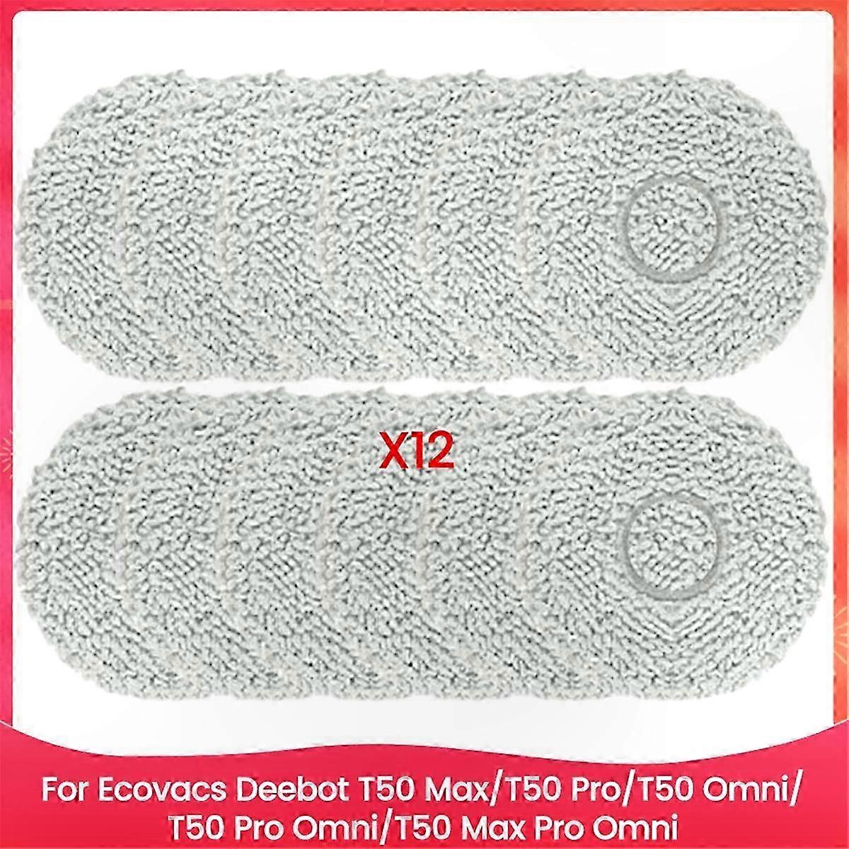 T50 Robot Vacuum Mop Pads 12PCS Reusable Washable for T50 Max/Pro/Omni Models