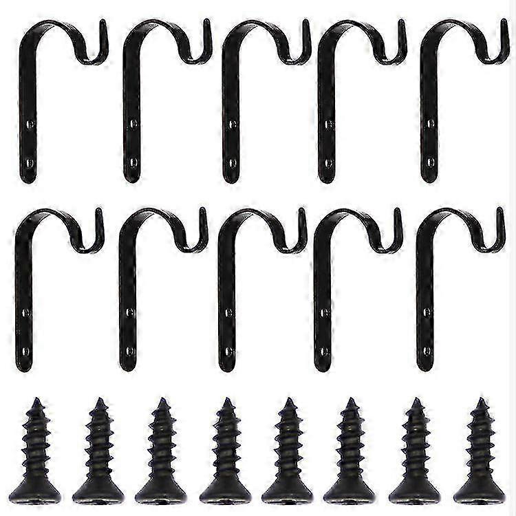 16pcs Hanging Basket Iron Matal Bracket Hooks Wall Hanging Brackets Black Plant Lantern Wall Hooks Curve Bracket For Hanging Bird Feeders, L