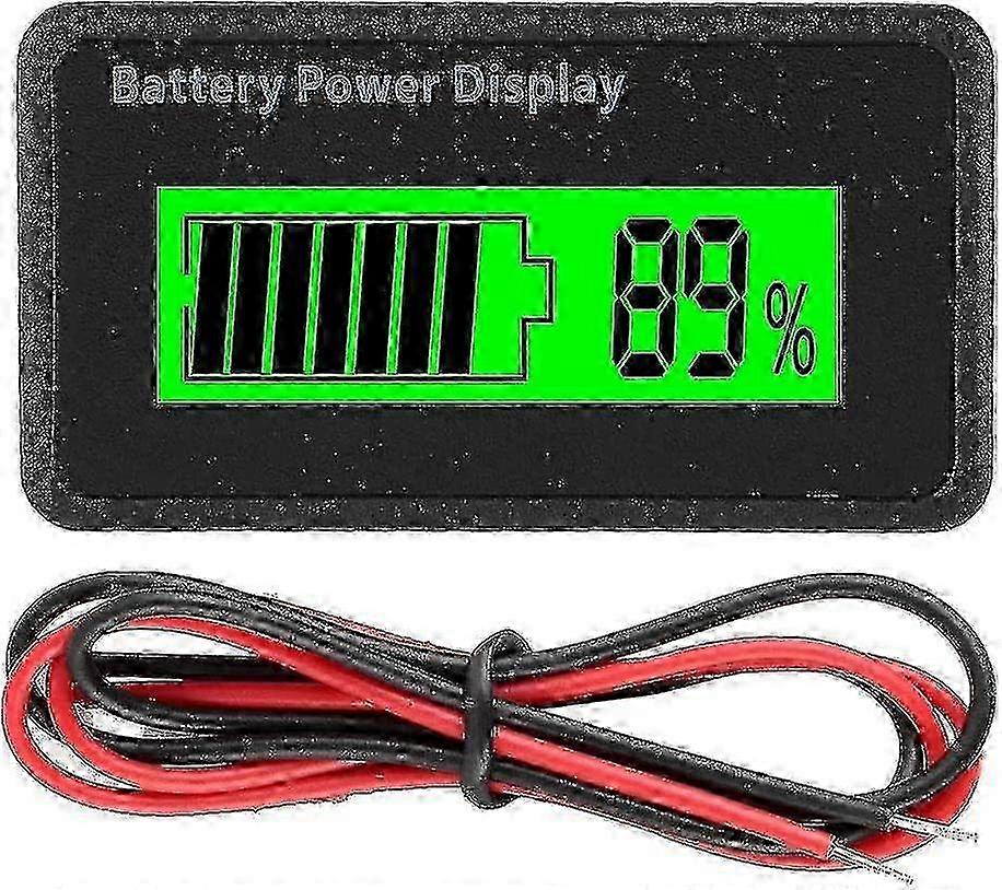 Universal Battery Capacity Indicator with Voltmeter for 12-48V Devices (Green Display)