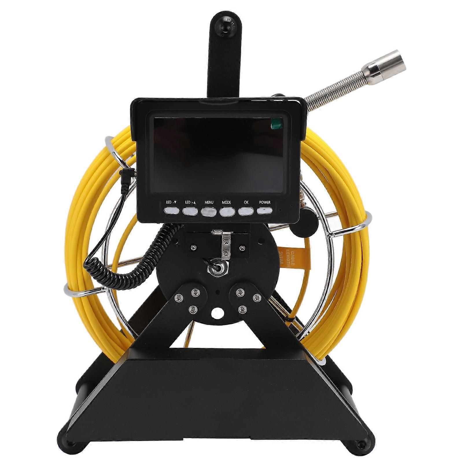Industrial Sewer Camera with 4.3in LCD Screen DVR Recording Pipeline Snake Camera Pipe Drain Inspection Camera 100‑240V 20m / 65.6ft UK Plug