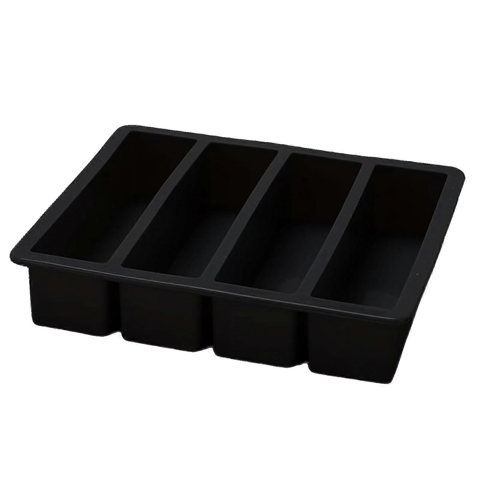 Flexible 4 Strips Ice Cubes Molds Silicone Ice Cube Tray For Drinks Black Chocolate Baking Friendly