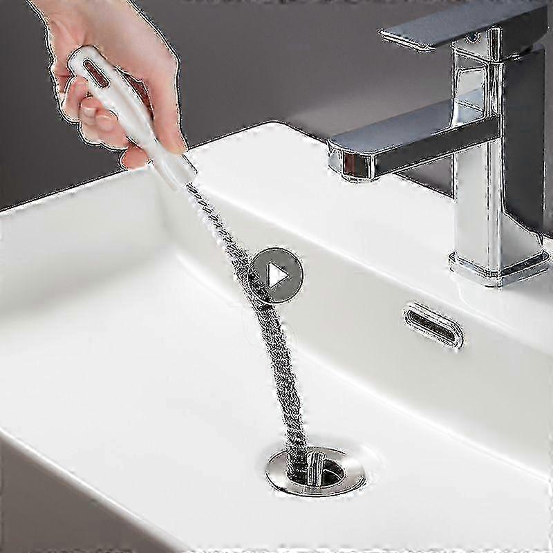 Improved Dredging Strip for Pipes: 45cm Length with Filter Hair Brush for Sink & Drain Cleaning