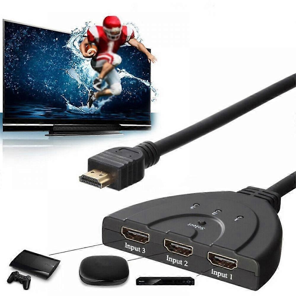 3-Port HDMI-compatible Splitter Switch Cable 2ft 3 In 1 out Auto High Speed Switcher Splitter Support 3D,1080P For HDMI TV, PS3, Xbox One