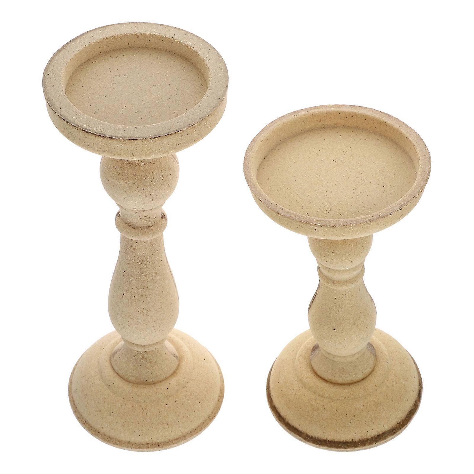 Wooden Candlestick Creative Candle Holder for Decoration 2Pcs Set