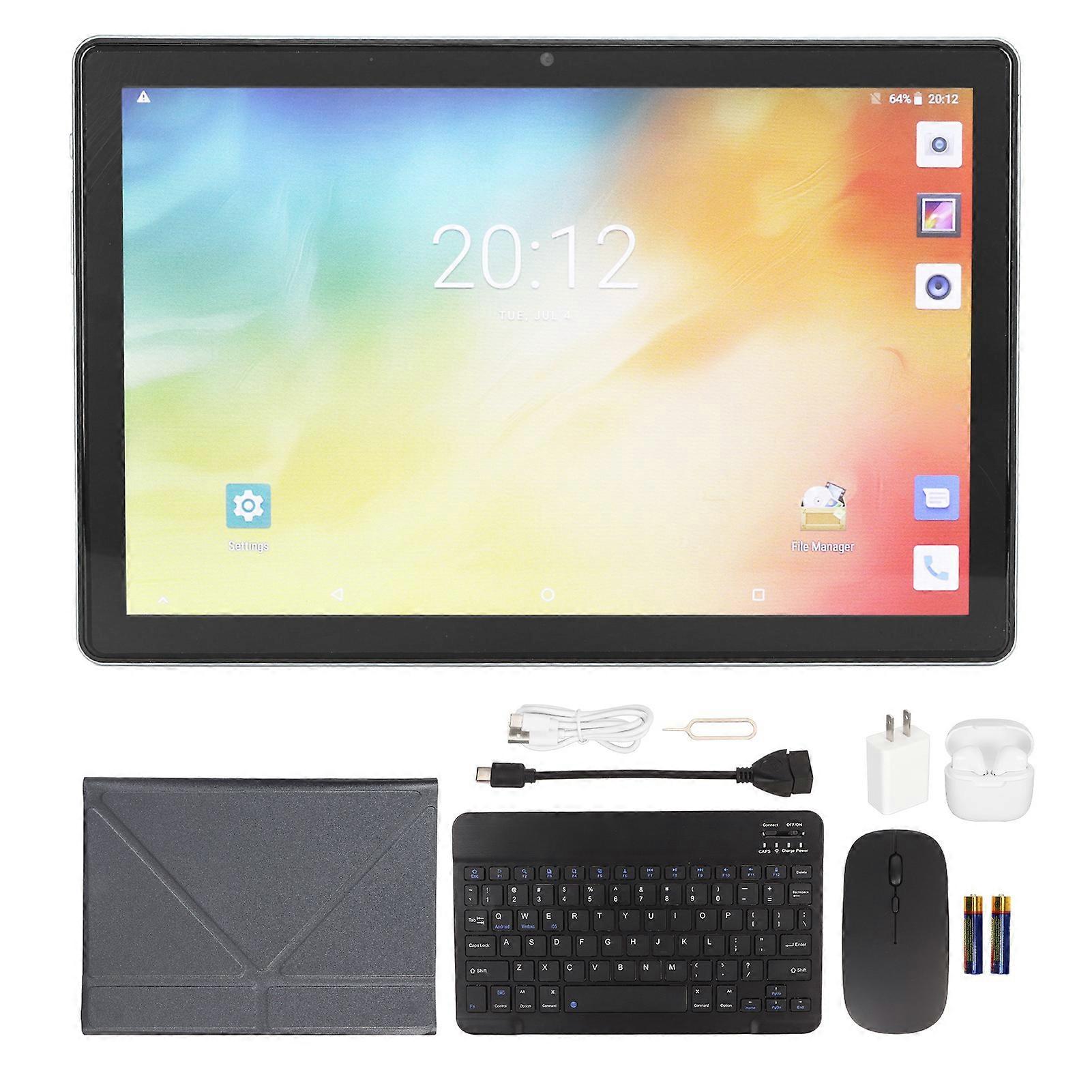 10.1 Inch 2 in 1 Tablet Android 12.0 with Bluetooth Keyboard Mouse 10 Core CPU 8+20MP Camera