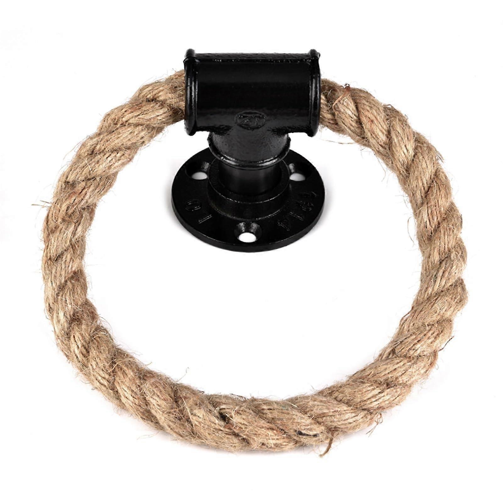 Towel Ring Rope Wall Mounted Hand Towel Holder Rustic Solid Design for Bathroom Decoration