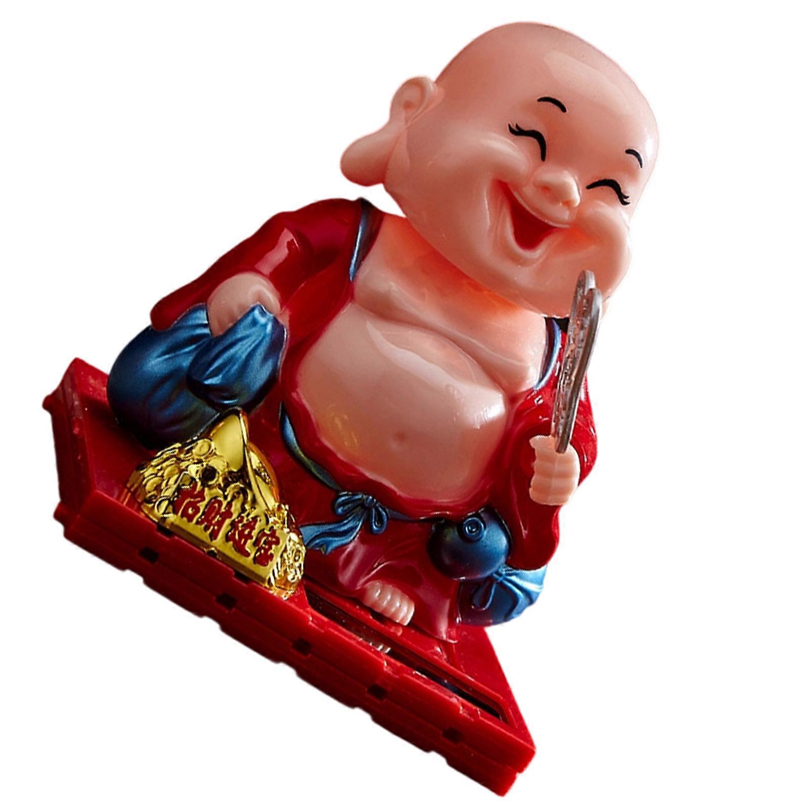 Solar Activated Priest Sculpture With Dynamic Head Motion Oaken Fish Plan Display Deck For Automobiles And Workspaces Multicolor