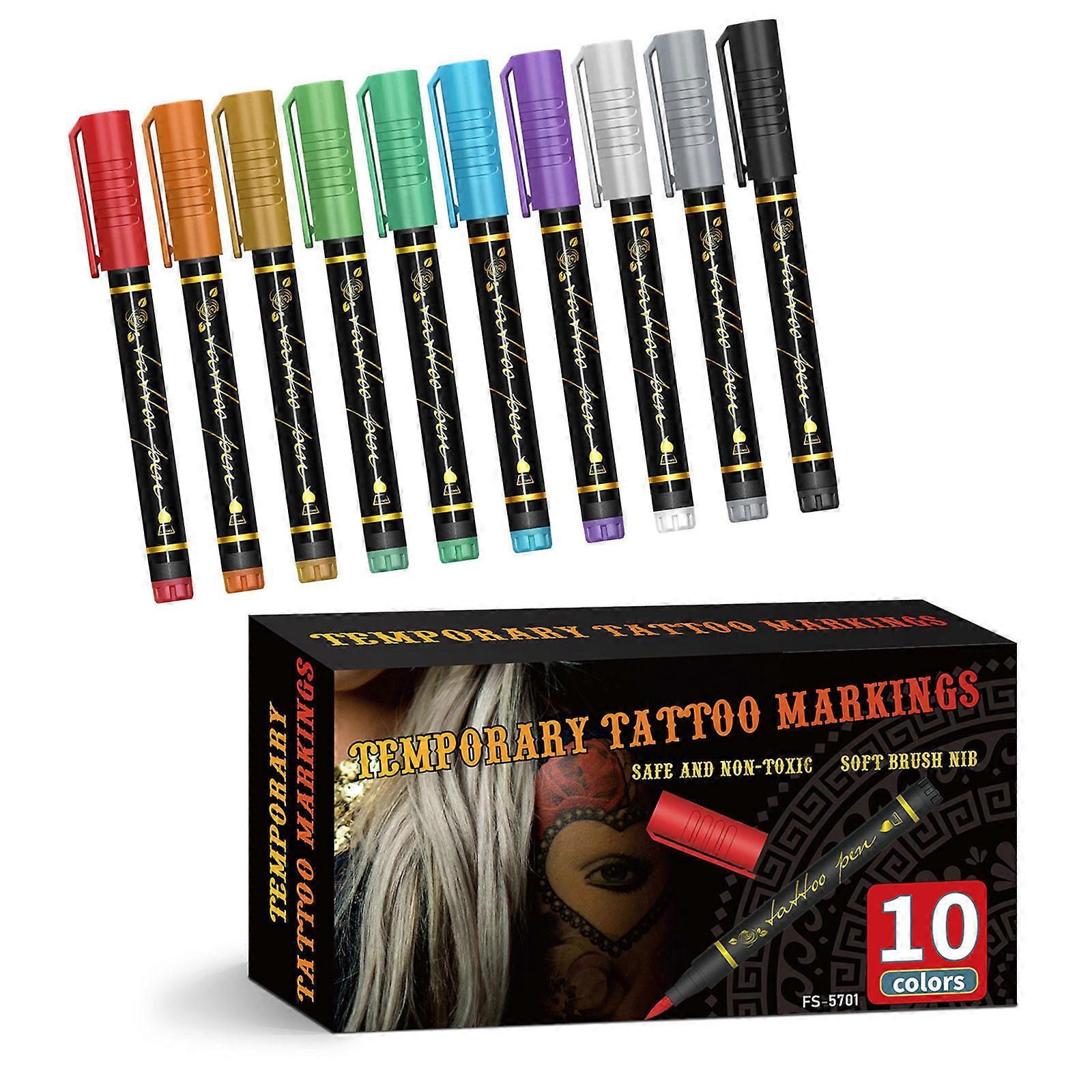 Multicolor Temporary Skin Art Pens Set Of 10 Water Based Safe For Childrens Halloween Crafts And Creative Expression Multicolor