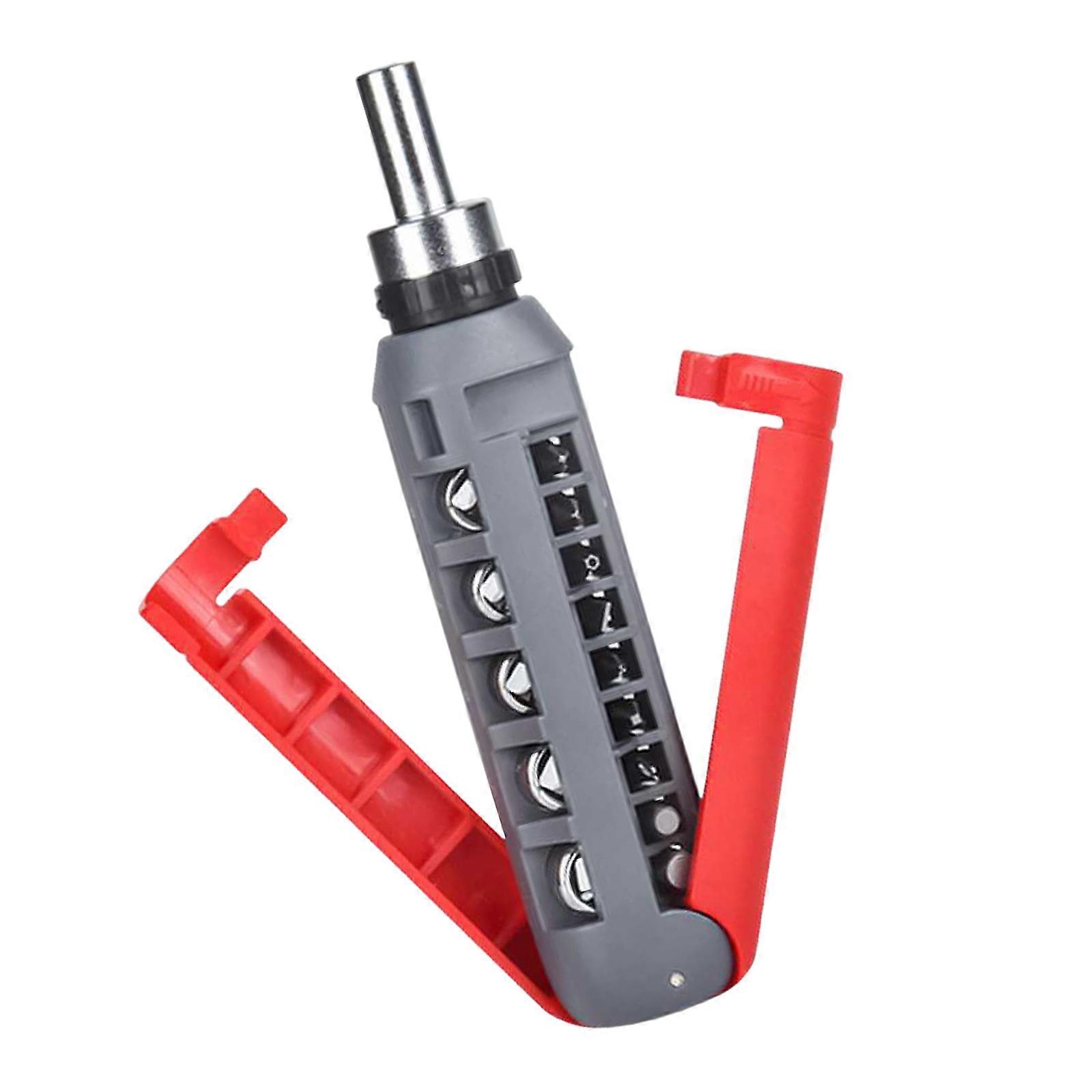 Ratcheting Screwdriver 14 in 1 Multiple Tool Kit Flexible Angle Adjustment Ergonomic Handle Suitable for Precise Repairs  Red