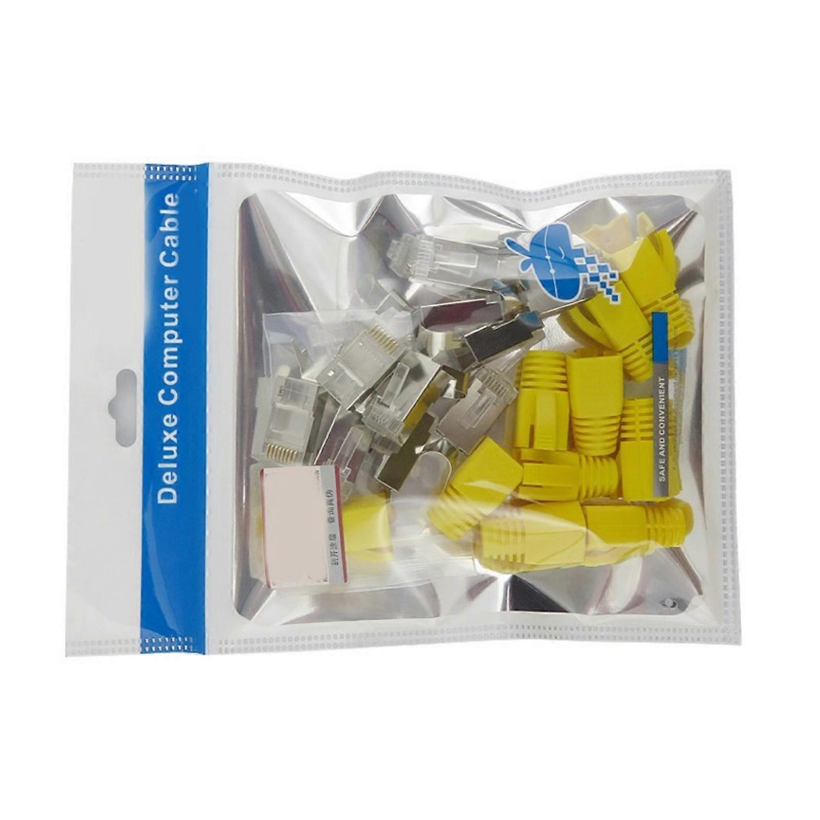 10Gbps Bronze Defended RJ45 CAT7 Connection 24K Gold Veneered 8P8C Port for Strengthened Security  Yellow