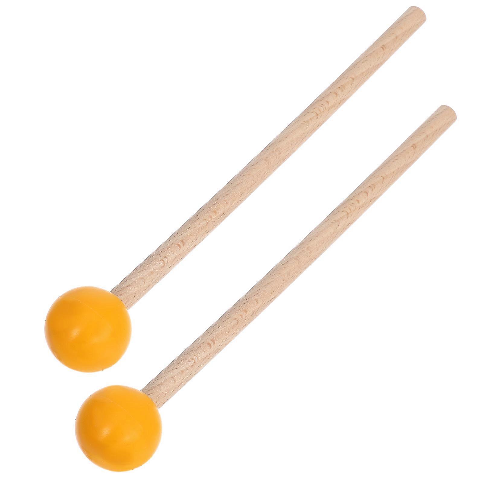 Orange Drum Mallets for Percussion Instruments 1Pair Wooden Rubber Sticks