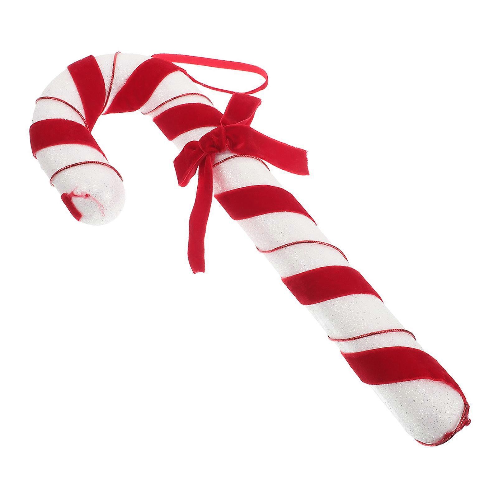 Plush Christmas Candy Cane Ornaments Red and White for Decor