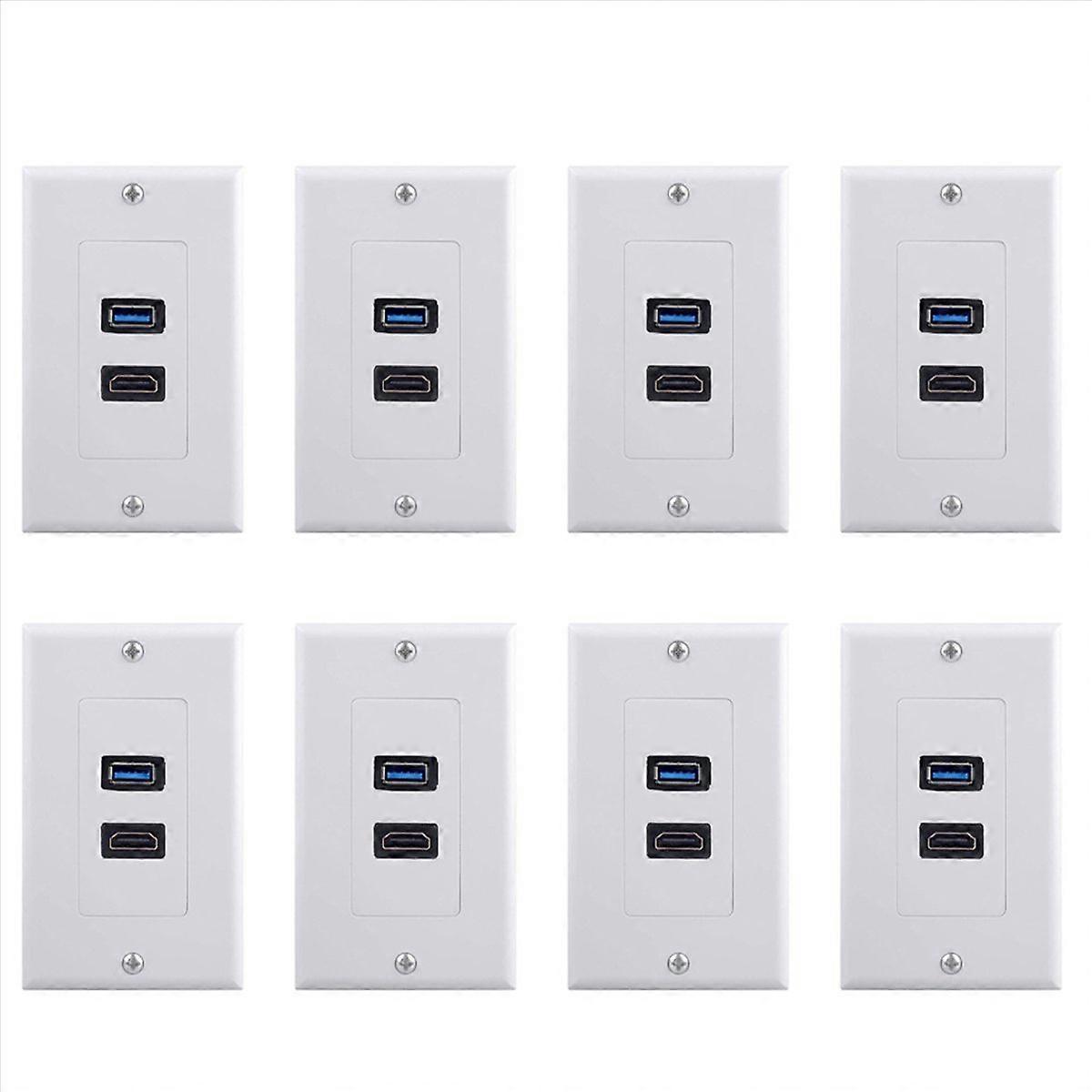 8X 2Port +USB 3.0 Female Wall Face Plate Panel Outlet Socket Extender White