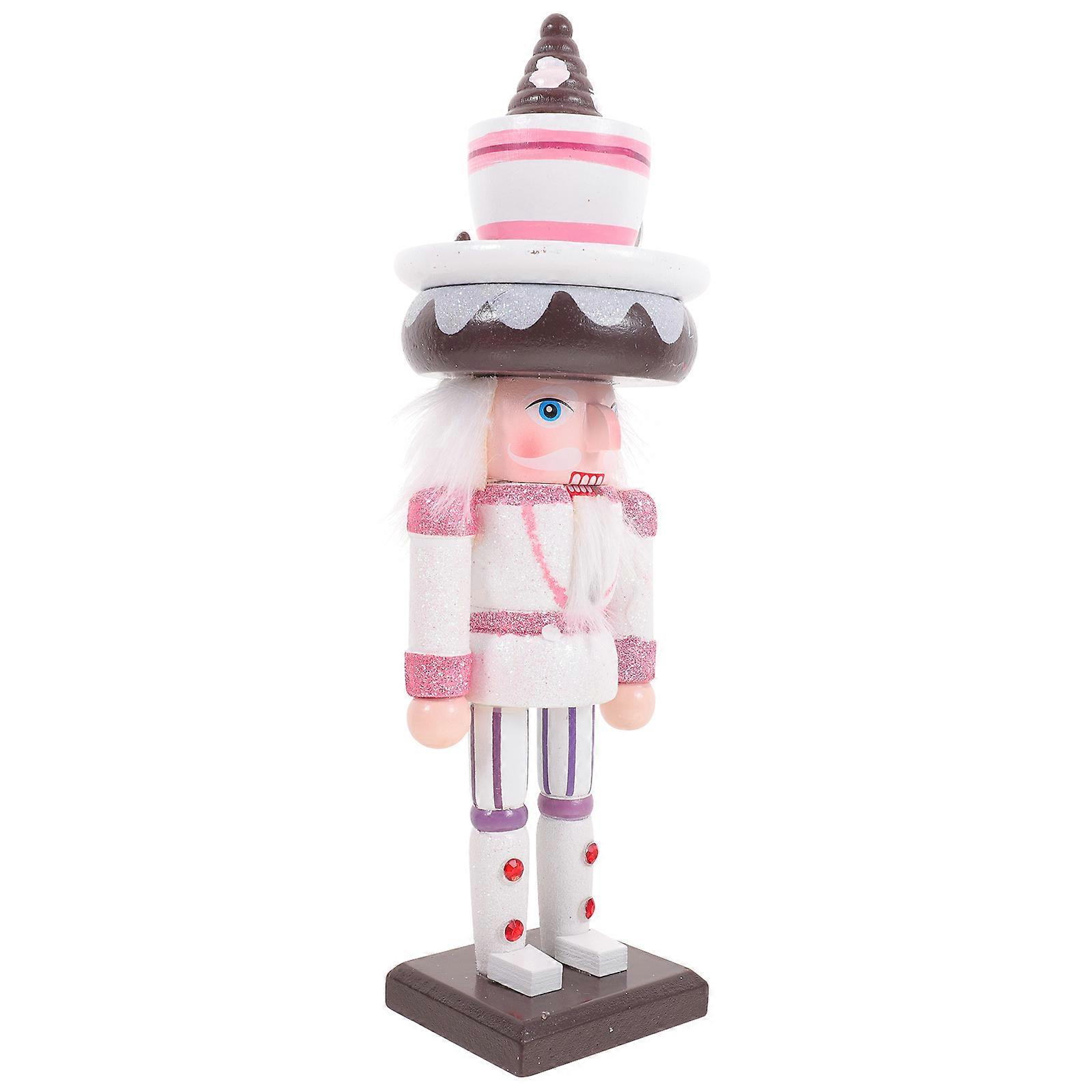 Wooden Nutcracker Ornament Pink Nutcracker Puppet for Decoration