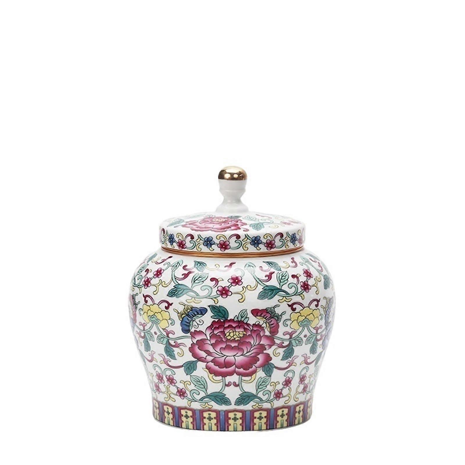 Ceramic Ginger Jar with Lid for Kitchen Storage Tea Coffee Sugar Canister Small Red