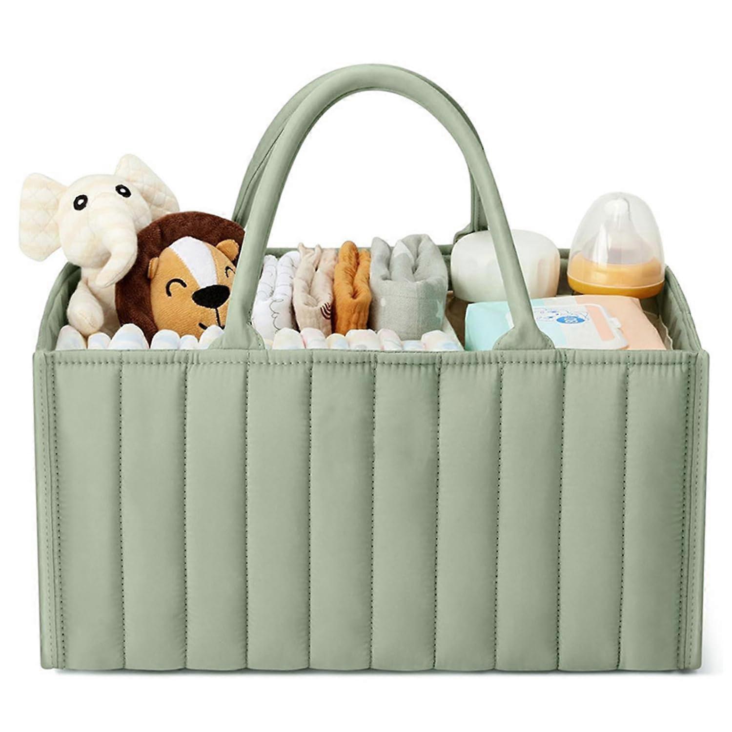 Baby Nappy Caddy Organiser Foldable Portable Changing Bag With Compartments Wipes Storage Basket For Baby Essentials (A)