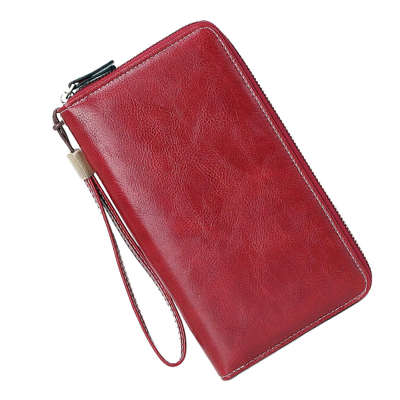 Compact Blocking Safe Card Holder Pouch PU Leather Coin Purse Change Case Designed for Security and Easy Portability  Burgundy