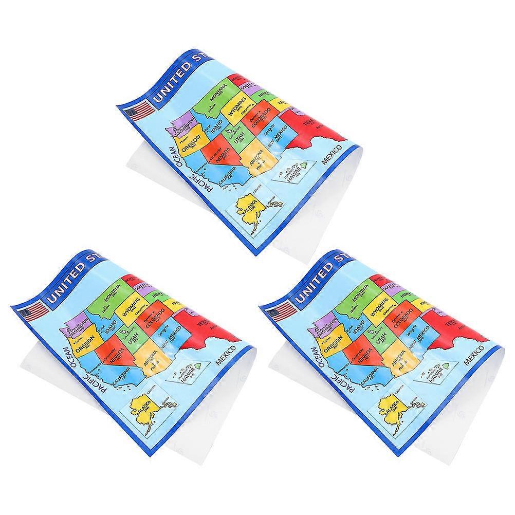 United States Map Art for Learning 3Pcs Laminated Classroom Posters