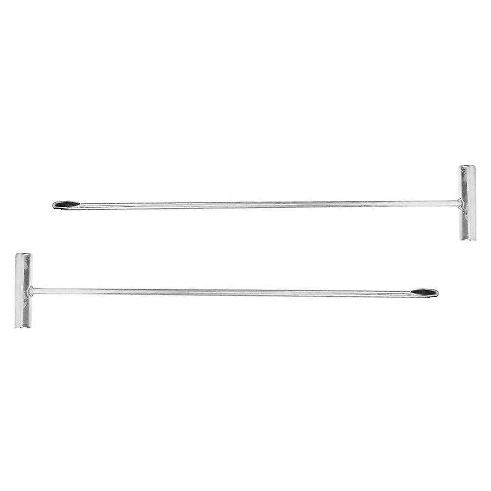 Manhole Cover Lifter Heavy Duty T-Hook Construction Tool Silver 2Pcs