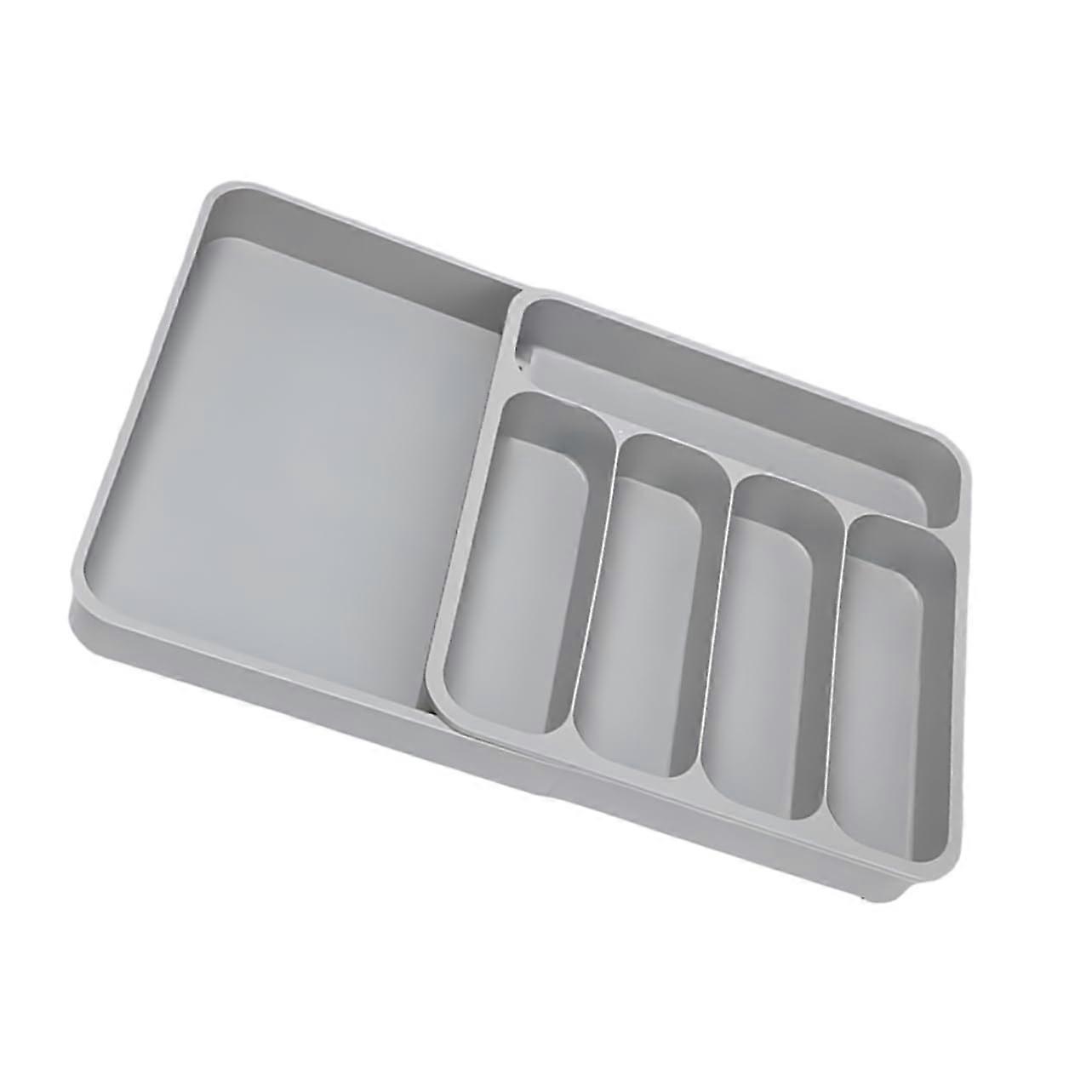 Expandable Silverware Drawer Organizer with MultiCompartment Design for Kitchen Cutlery Storage, Grey