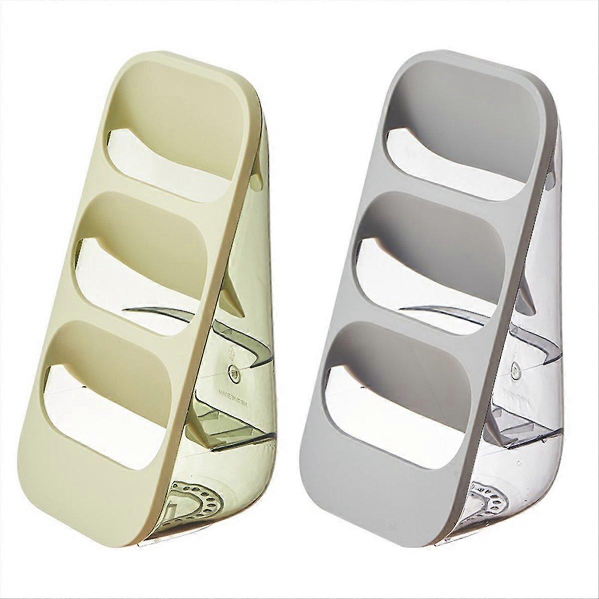 Three-Layer Draining Storage Box for Kitchen Utensils,Green & Gray