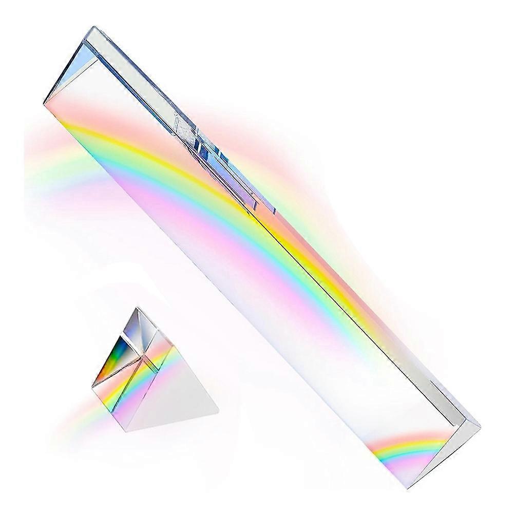 2Pcs Clear Triangular Prism,6&1In Lengths Optical Prisms for Teaching Light Spectrum Physics and Ph