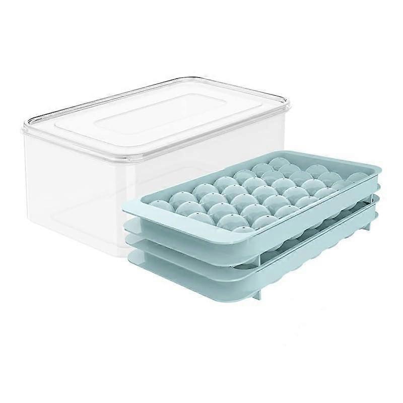 Whiskey Ice Ball Mold with Easy Fill Lid, Large Round Silicone Tray for Cocktails, 33 Balls Blue