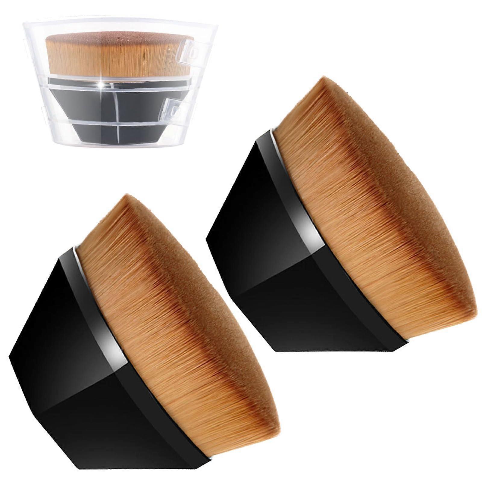 Foundation Brush Set with 60mm Flat Kabuki Head, Hexagon Grip, Poreless Coverage, Black x2