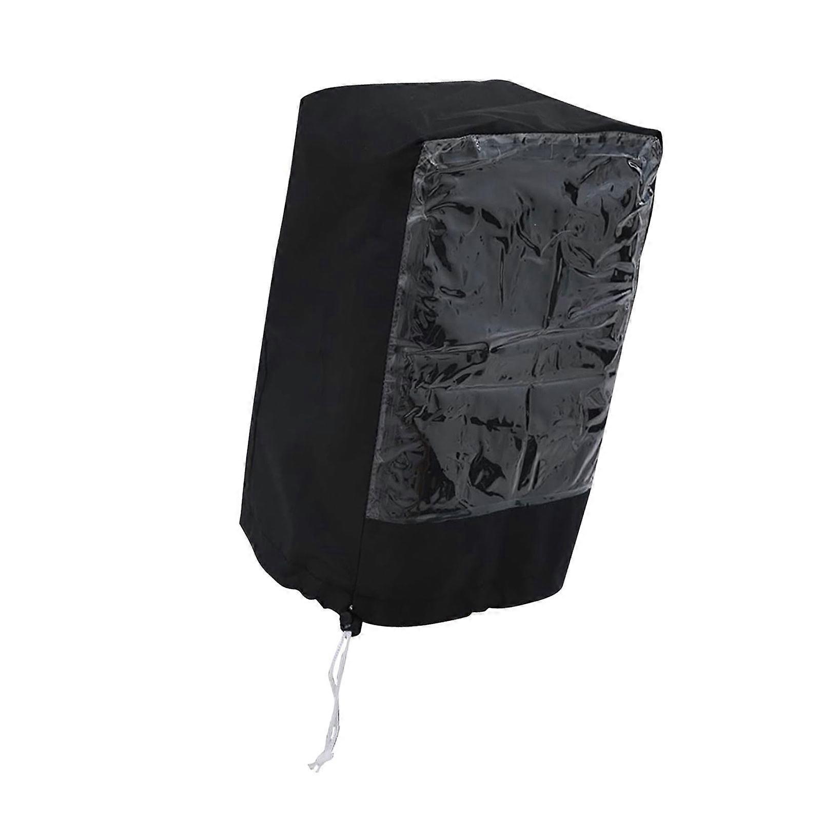 Rain Protection Trailer Tongue Jacks Cover Clear PVC Window Waterproof Design Drawstring System Universal for Trailers  Black