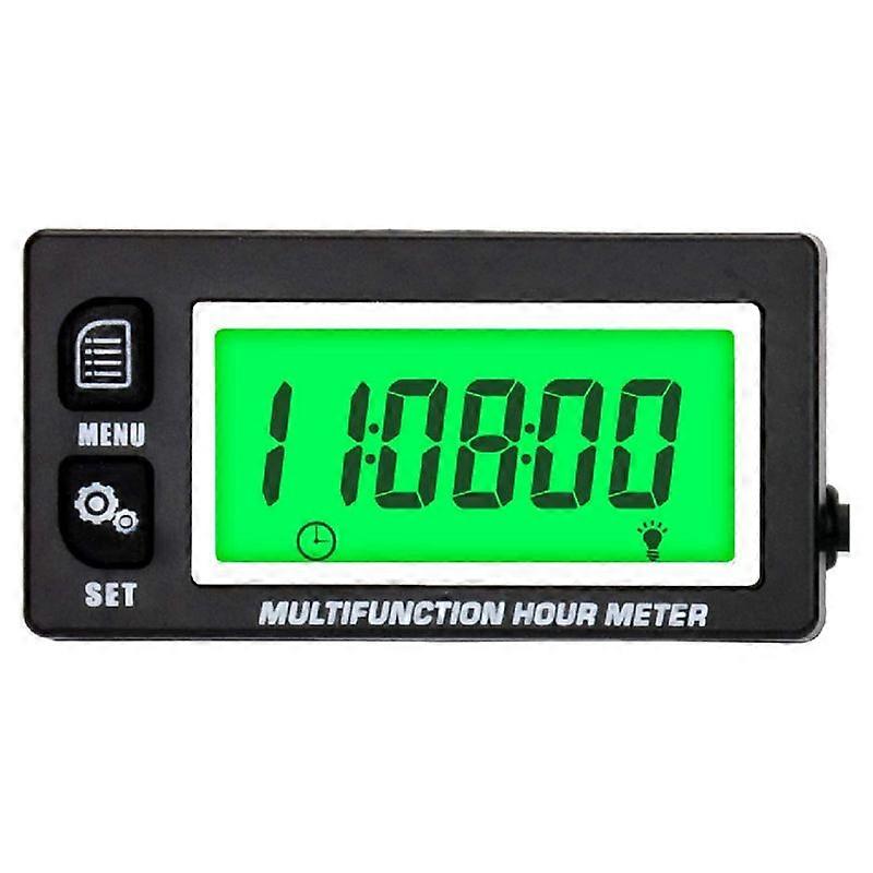 LCD Digital Hourmeter Tachometer Engine Thermometer Replaceable Clock